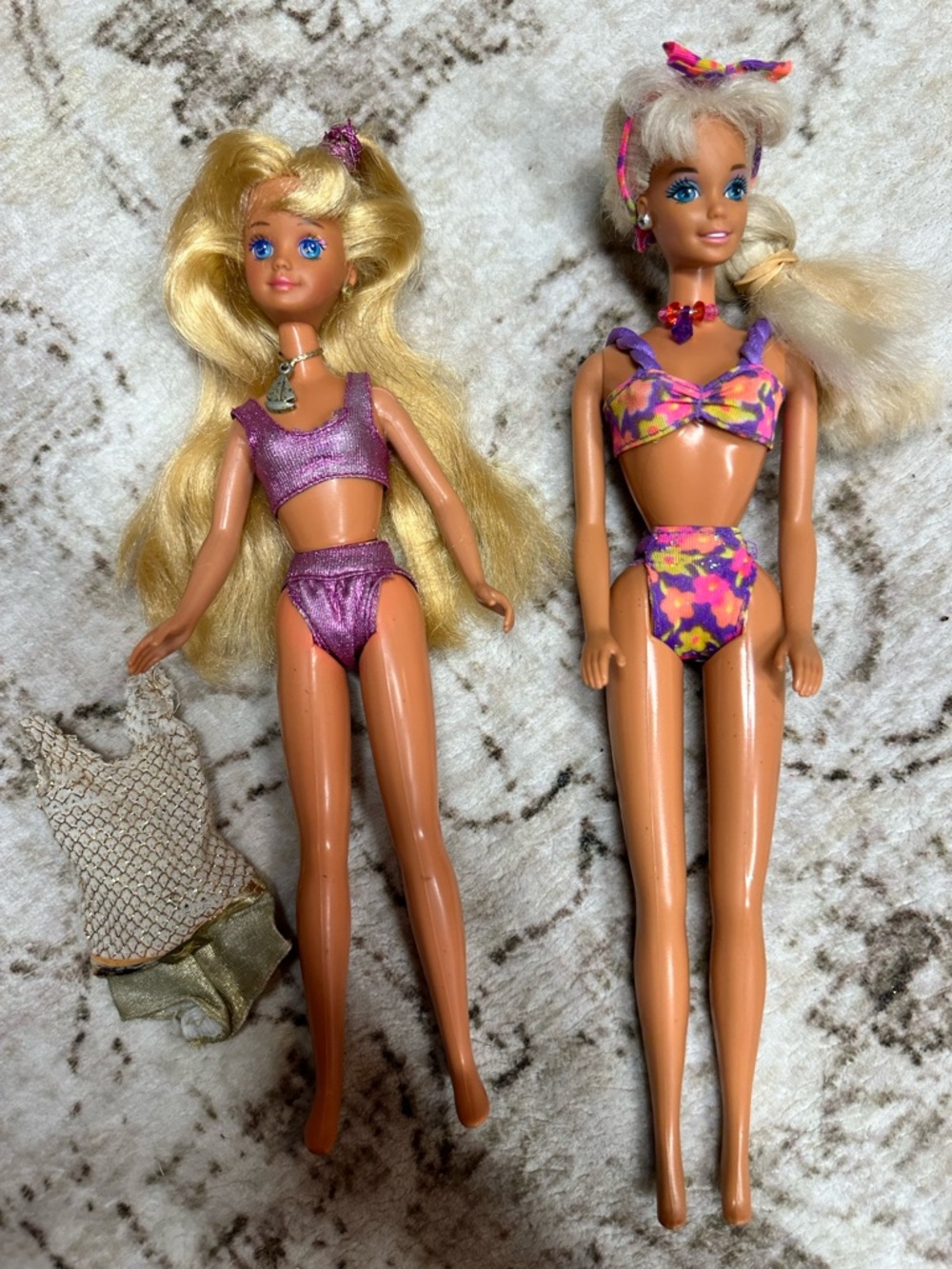 Vintage 1987 Sun Sensation Skipper & Vintage 1992 Glitter Beach Barbie